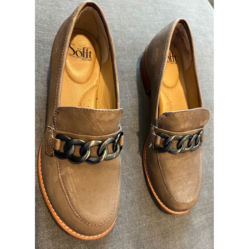 Sofft Khele Taupe Leather Chain Link Loafers Womens 7.5 M SF0068808 - Picture 7 of 9